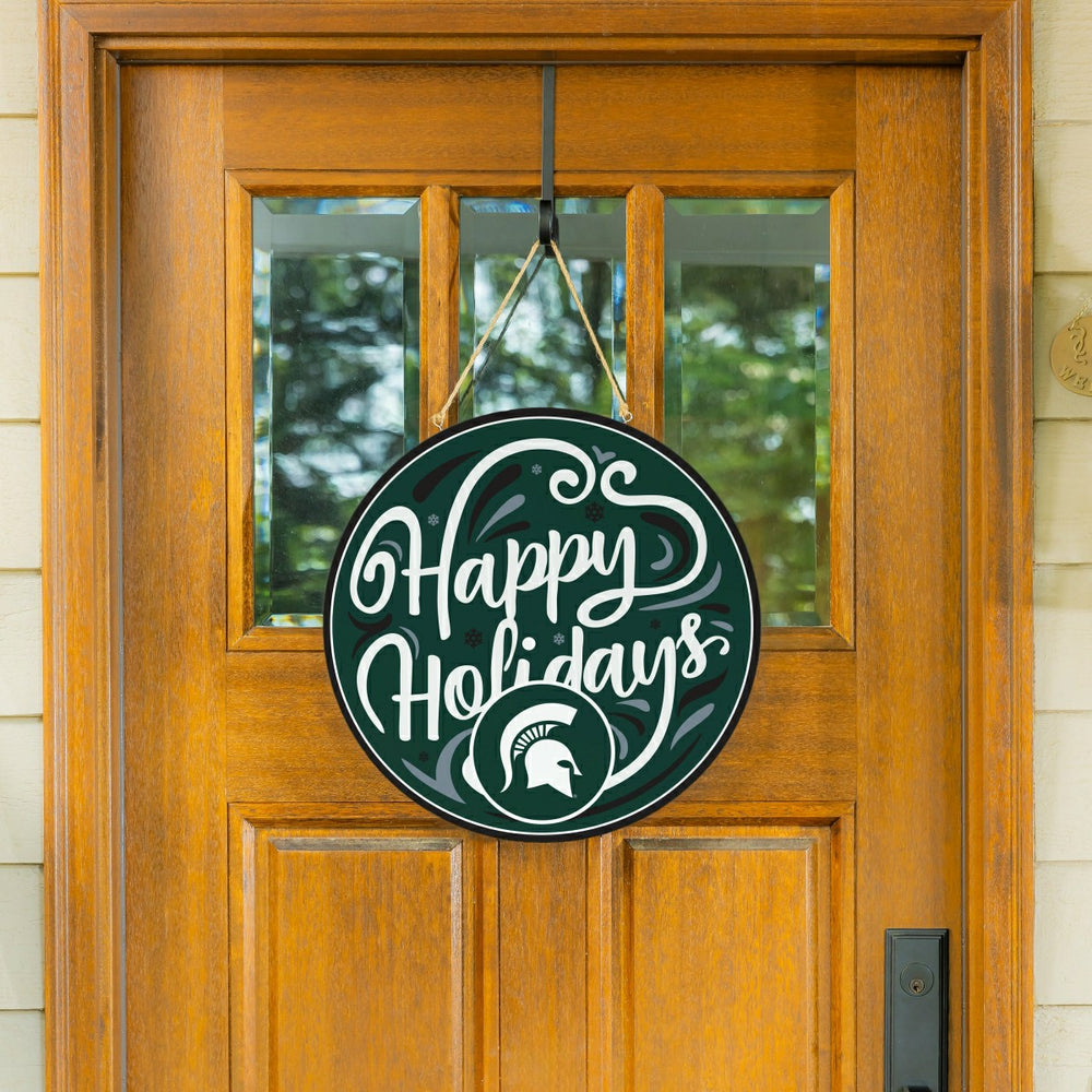 Michigan State University Holiday Round Door Décor with Hanging Rope,  - Collegiate Home