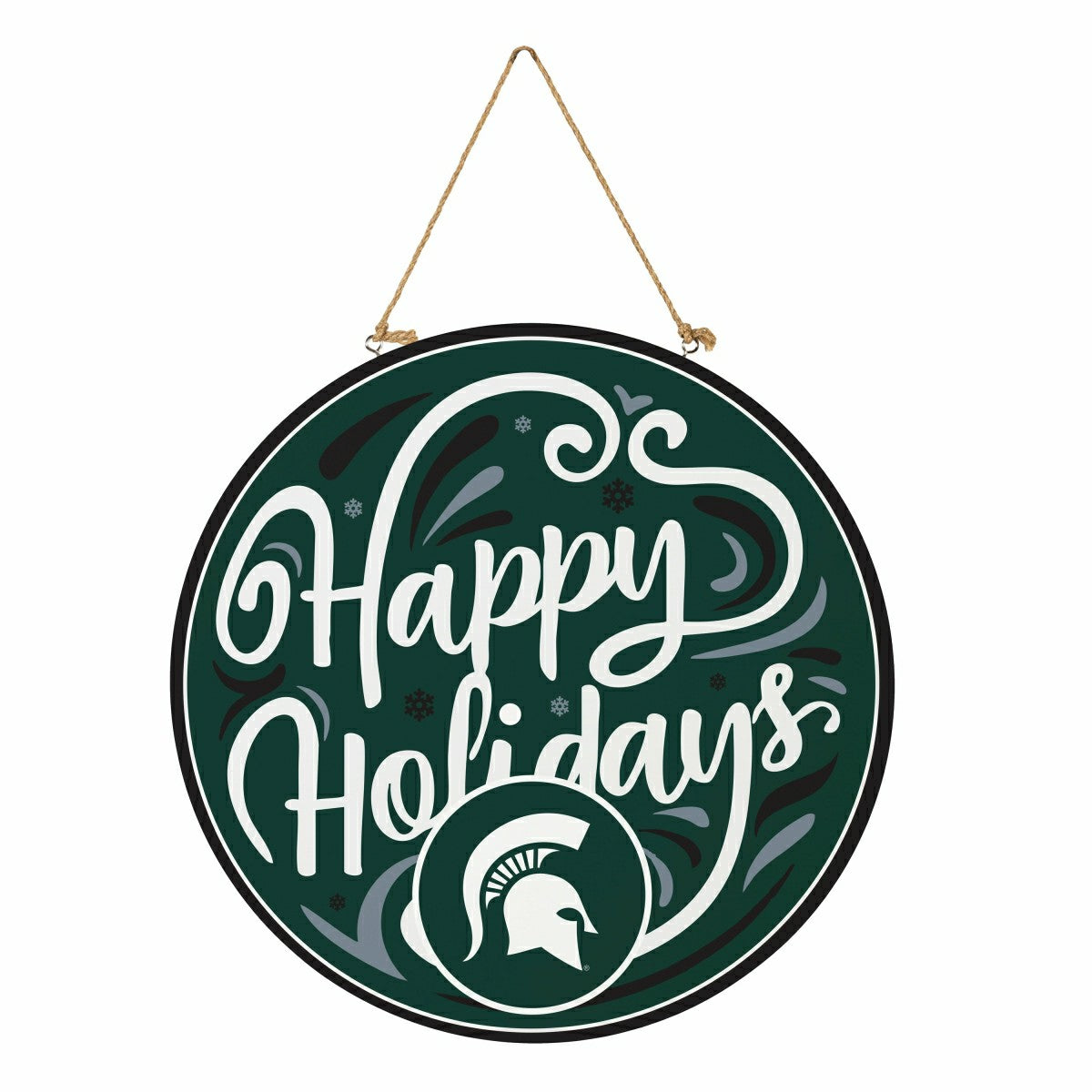 Michigan State University Holiday Round Door Décor with Hanging Rope,  - Collegiate Home