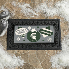Michigan State University Holiday Flocked Coir Sassafras Switch Mat, 2 - Collegiate