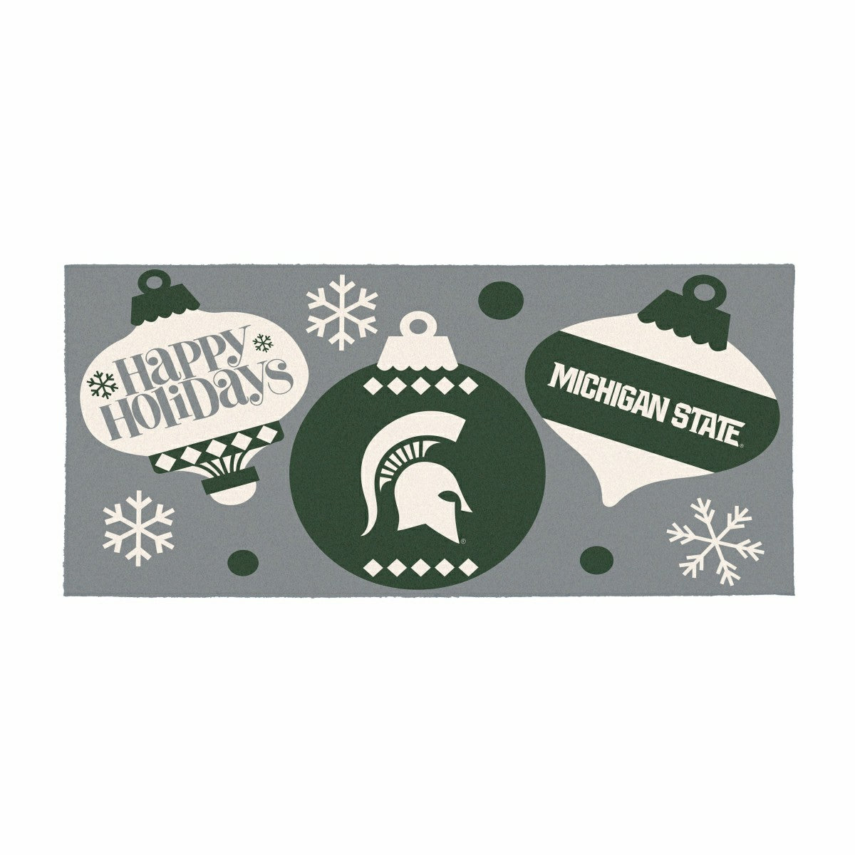 Michigan State University Holiday Flocked Coir Sassafras Switch Mat, 2 - Collegiate