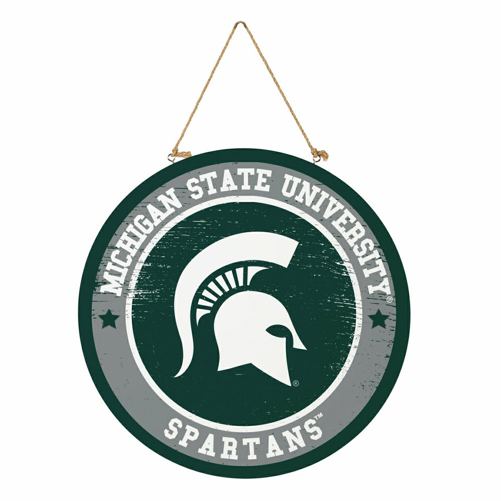 Michigan State University Round Door Décor with Hanging Rope, 18x18 - Collegiate Home