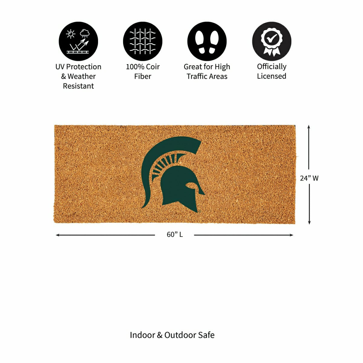 Michigan State University Extra Large Full Color Coir Mat, 60"x24" - Collegiate