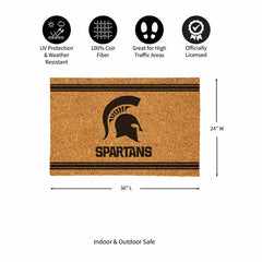 Michigan State University Large One Color Coir Mat, 36"x24" - Collegiate