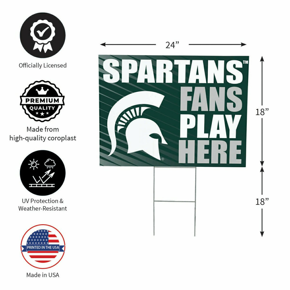 Michigan State University Coroplast Yard Sign "Fans Play Here" - Collegiate Home