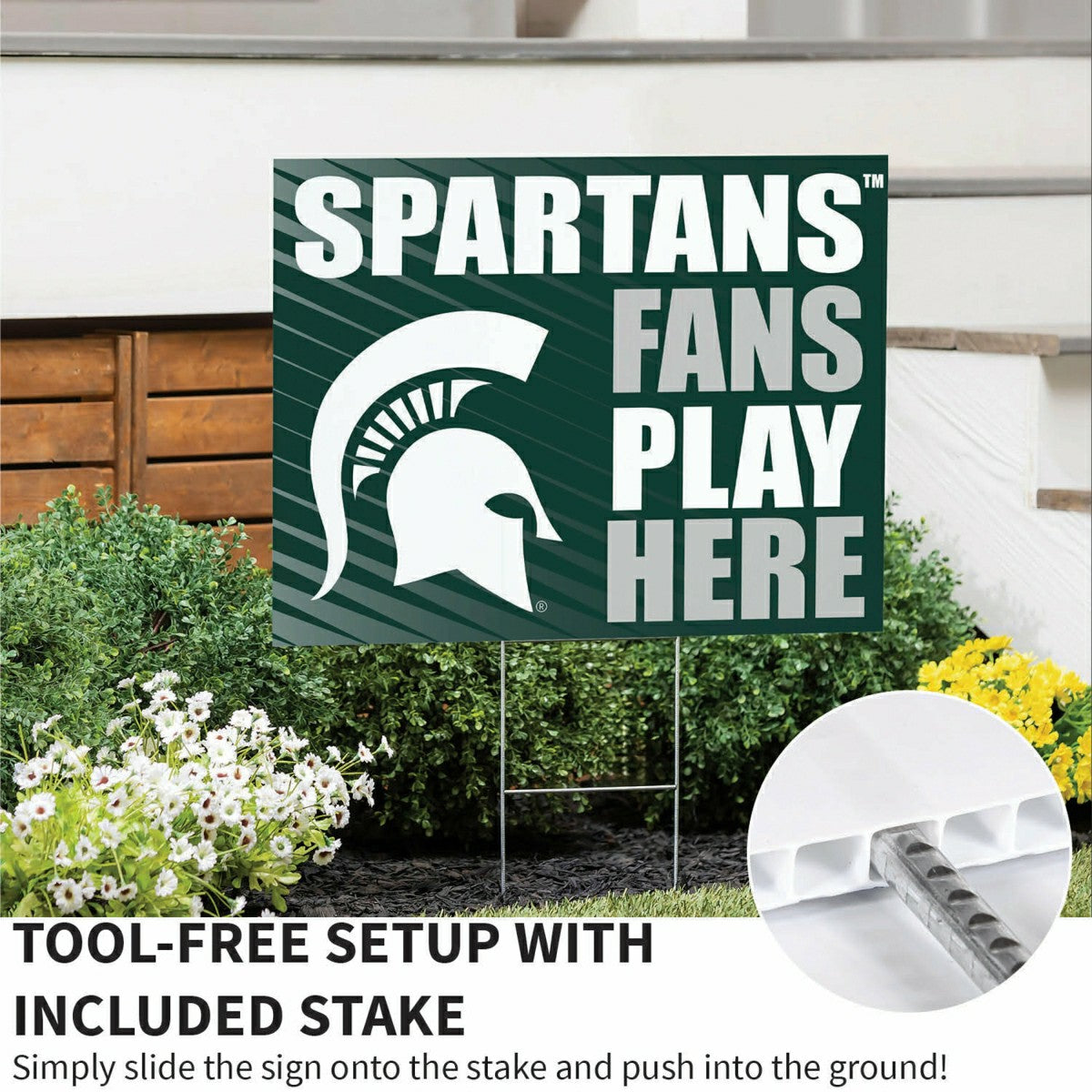 Michigan State University Coroplast Yard Sign "Fans Play Here" - Collegiate Home