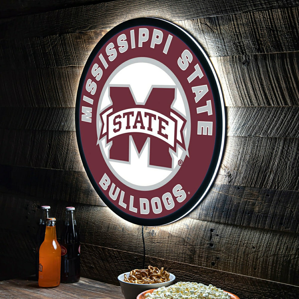 LED Wall Decor, Round, Mississippi State University - Collegiate Home
