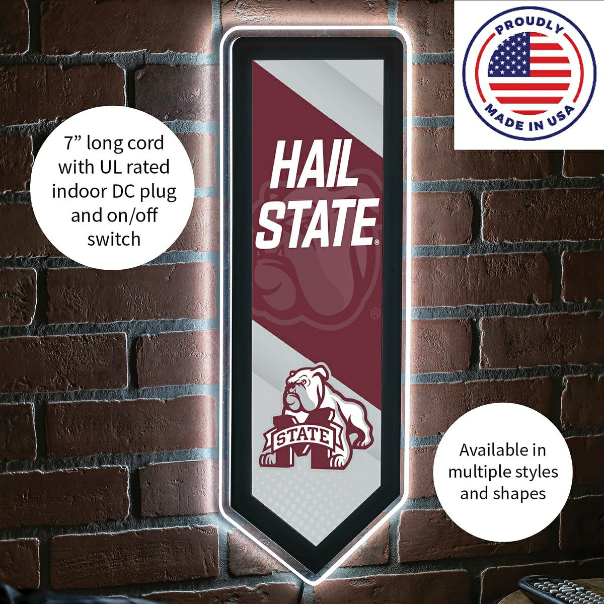 LED Wall Decor, Pennant, Mississippi State University - Collegiate Home