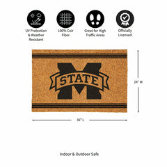 Mississippi State University Large One Color Coir Mat, 36"x24" - Collegiate