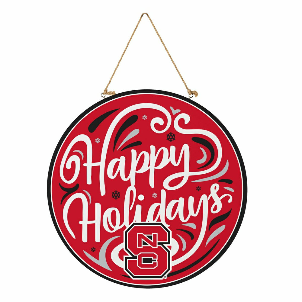 North Carolina State University Holiday Round Door Décor with Hanging  - Collegiate Home