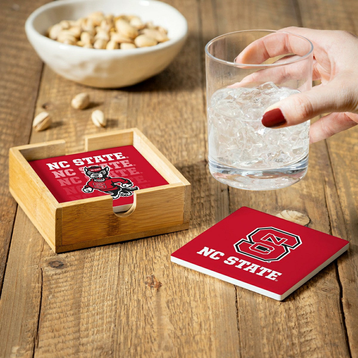 North Carolina State University Coasters and Caddy Set - Collegiate Home