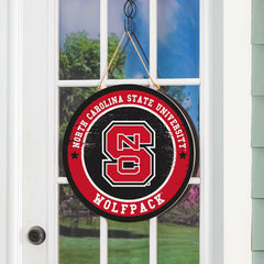 North Carolina State University Round Door Décor with Hanging Rope, 18 - Collegiate Home