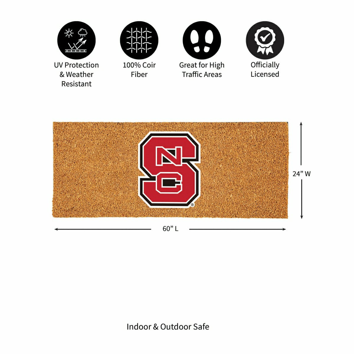 North Carolina State University Extra Large Full Color Coir Mat, 60"x2 - Collegiate