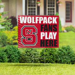 North Carolina State University Coroplast Yard Sign "Fans Play Here" - Collegiate Home