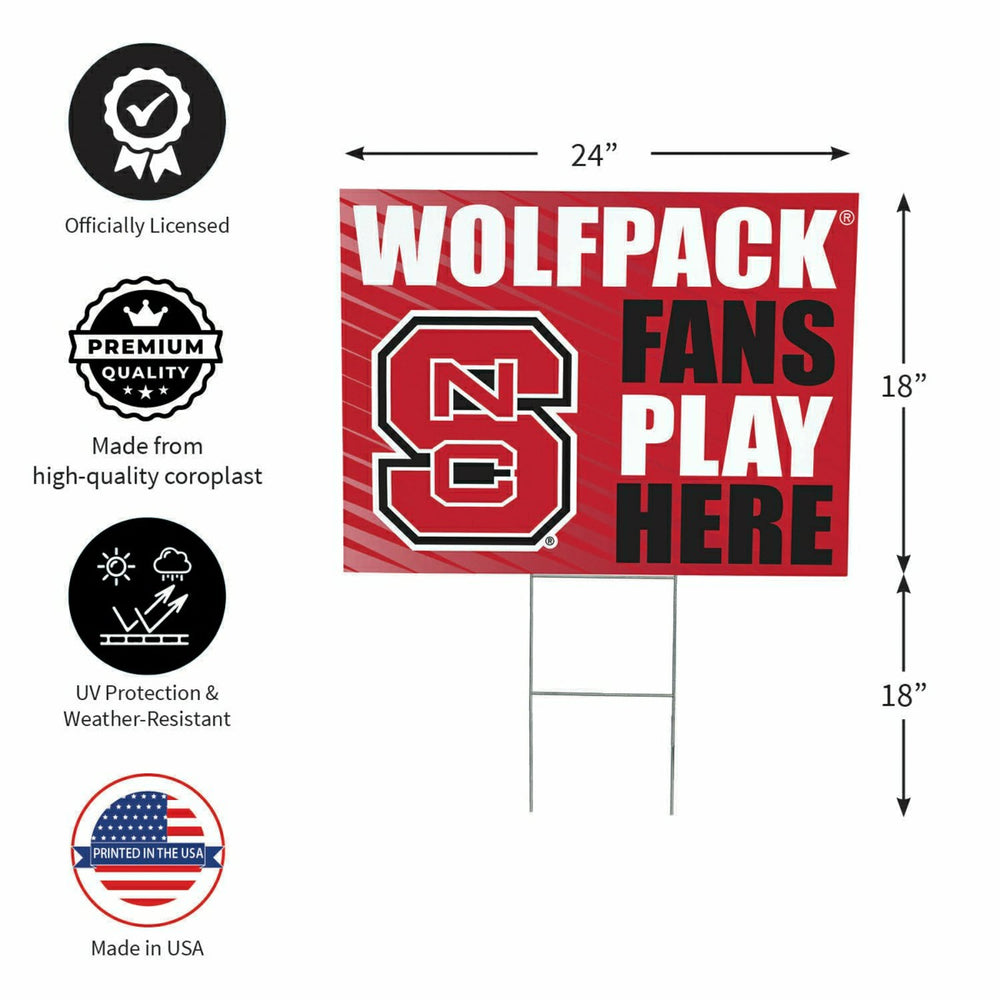 North Carolina State University Coroplast Yard Sign "Fans Play Here" - Collegiate Home