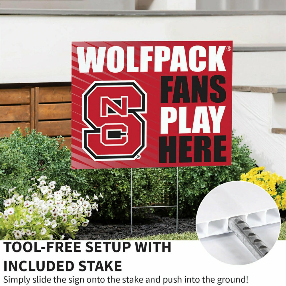 North Carolina State University Coroplast Yard Sign "Fans Play Here" - Collegiate Home