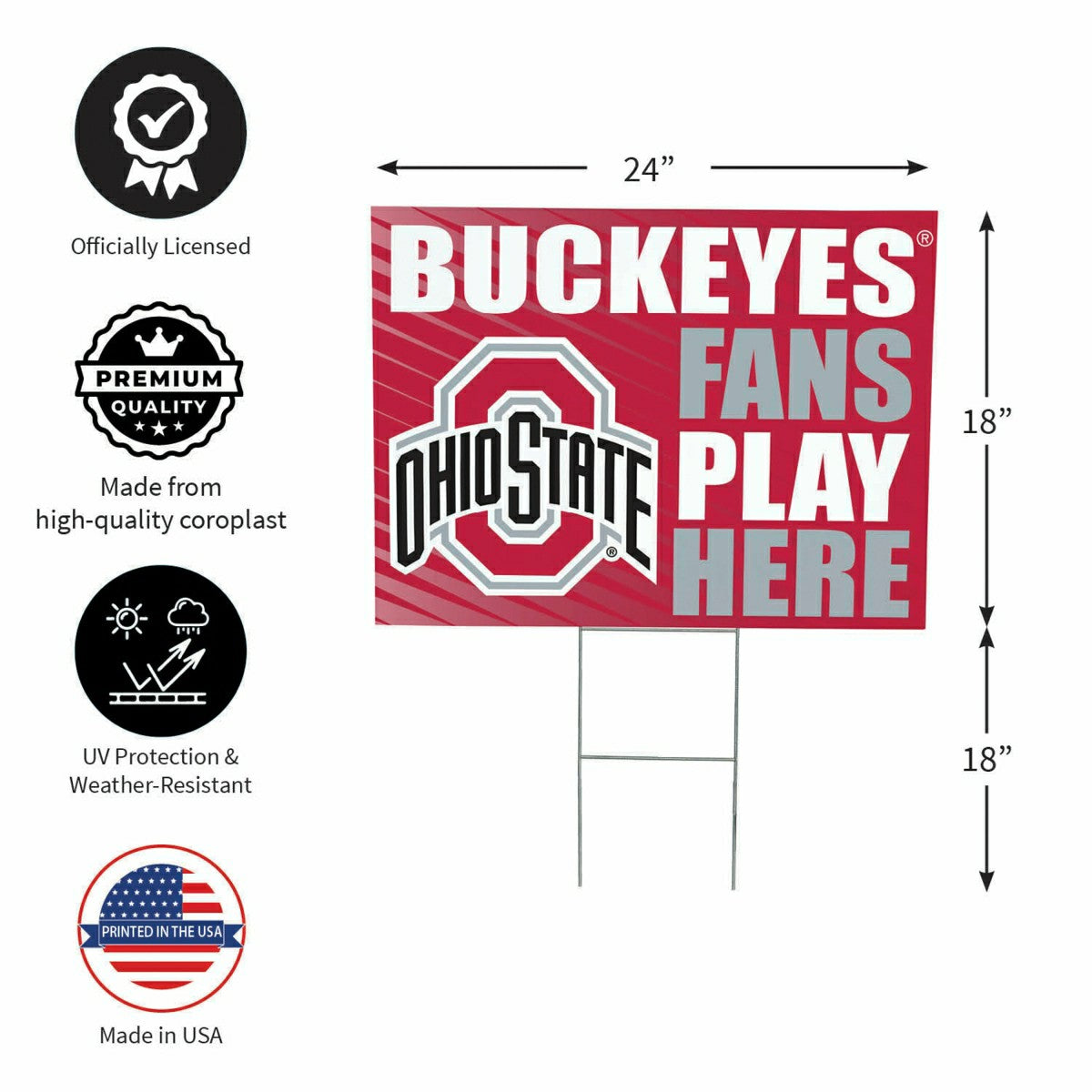 Ohio State University Coroplast Yard Sign "Fans Play Here" - Collegiate Home