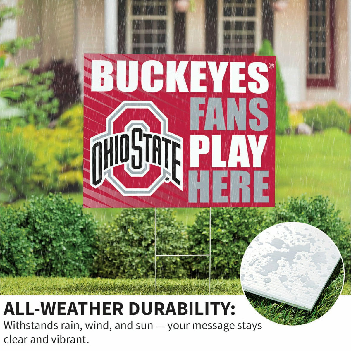 Ohio State University Coroplast Yard Sign "Fans Play Here" - Collegiate Home