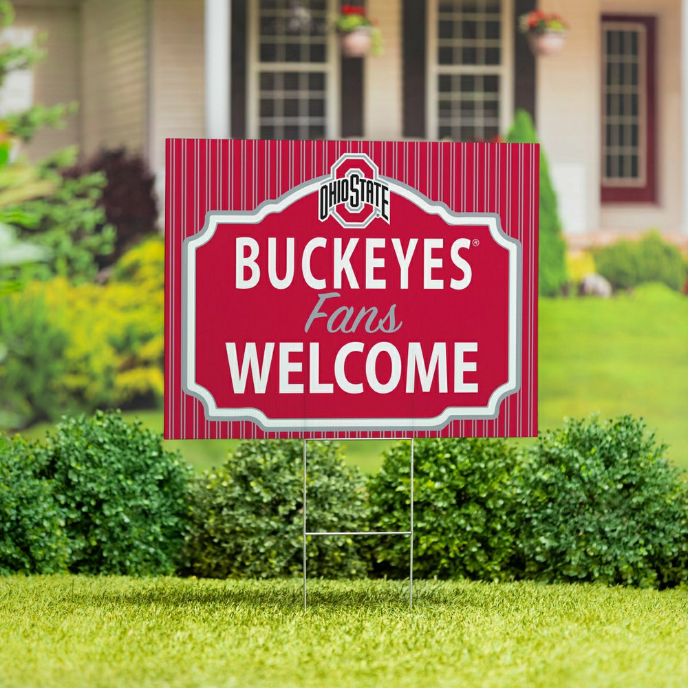 Ohio State University Coroplast Yard Sign, "Fans Welcome" - Collegiate Home