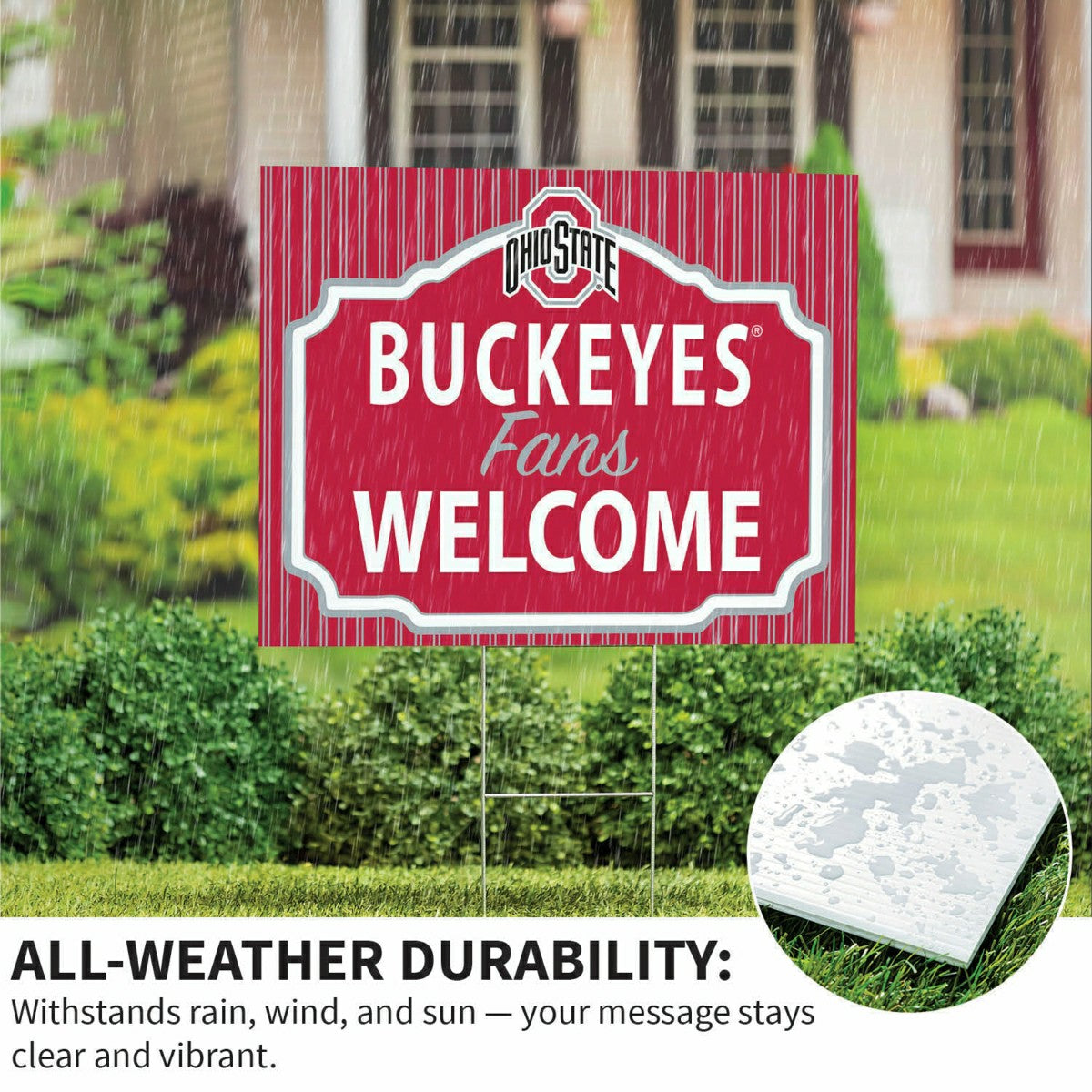 Ohio State University Coroplast Yard Sign, "Fans Welcome" - Collegiate Home
