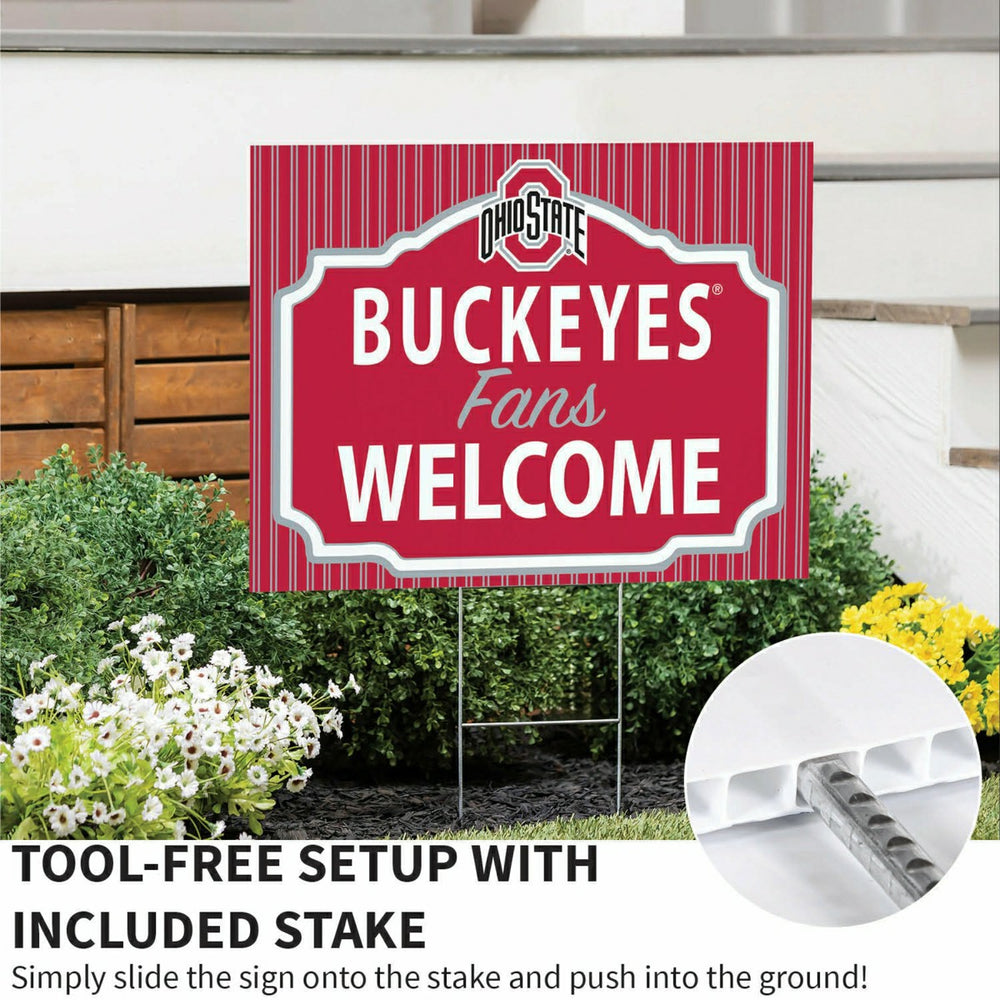 Ohio State University Coroplast Yard Sign, "Fans Welcome" - Collegiate Home