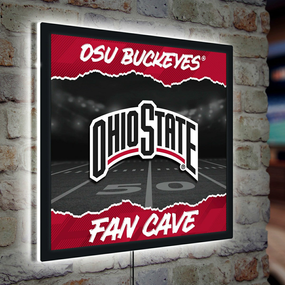 Ohio State University 23"H x 23"L LED Wall Decor, Edgelite, Square - Collegiate Home