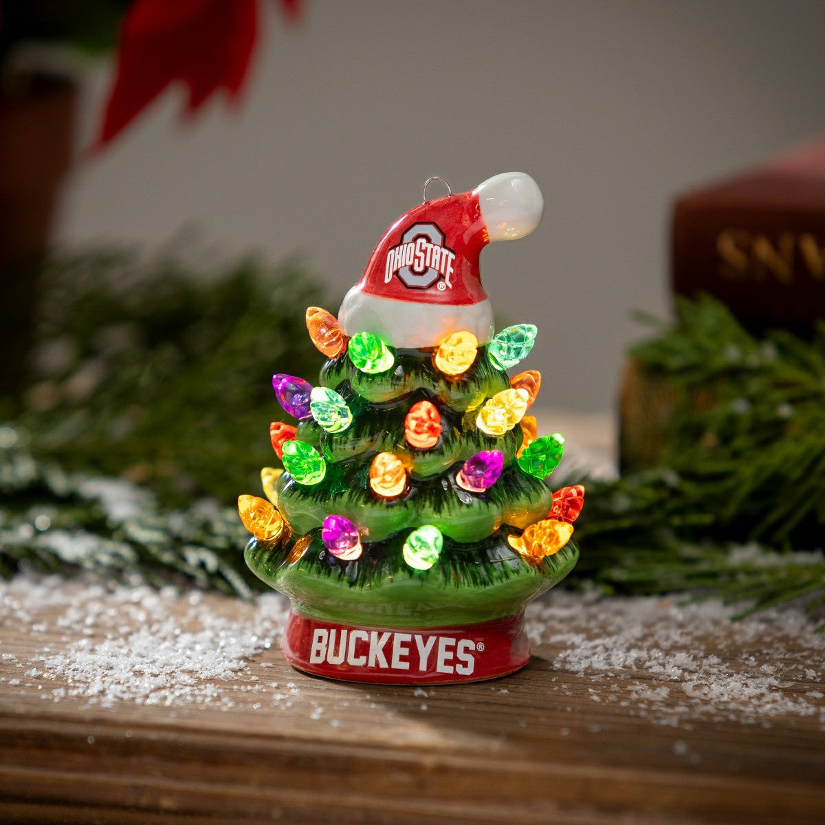 4" Mini LED Tabletop Christmas Tree, Set of 2, Ohio State University - Collegiate Home