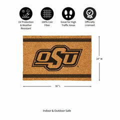 Oklahoma State University Large One Color Coir Mat, 36"x24" - Collegiate