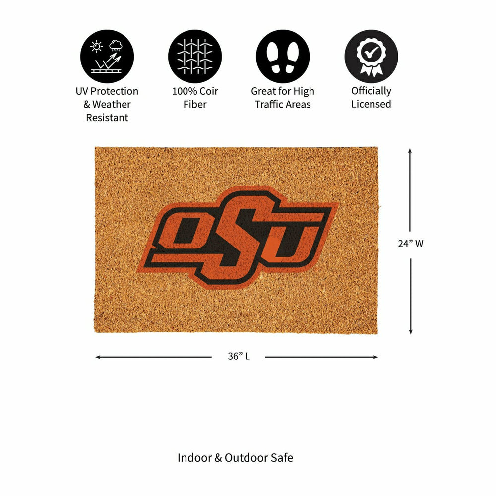 Oklahoma State University Large Full Color Coir Mat, 36"x24" - Collegiate