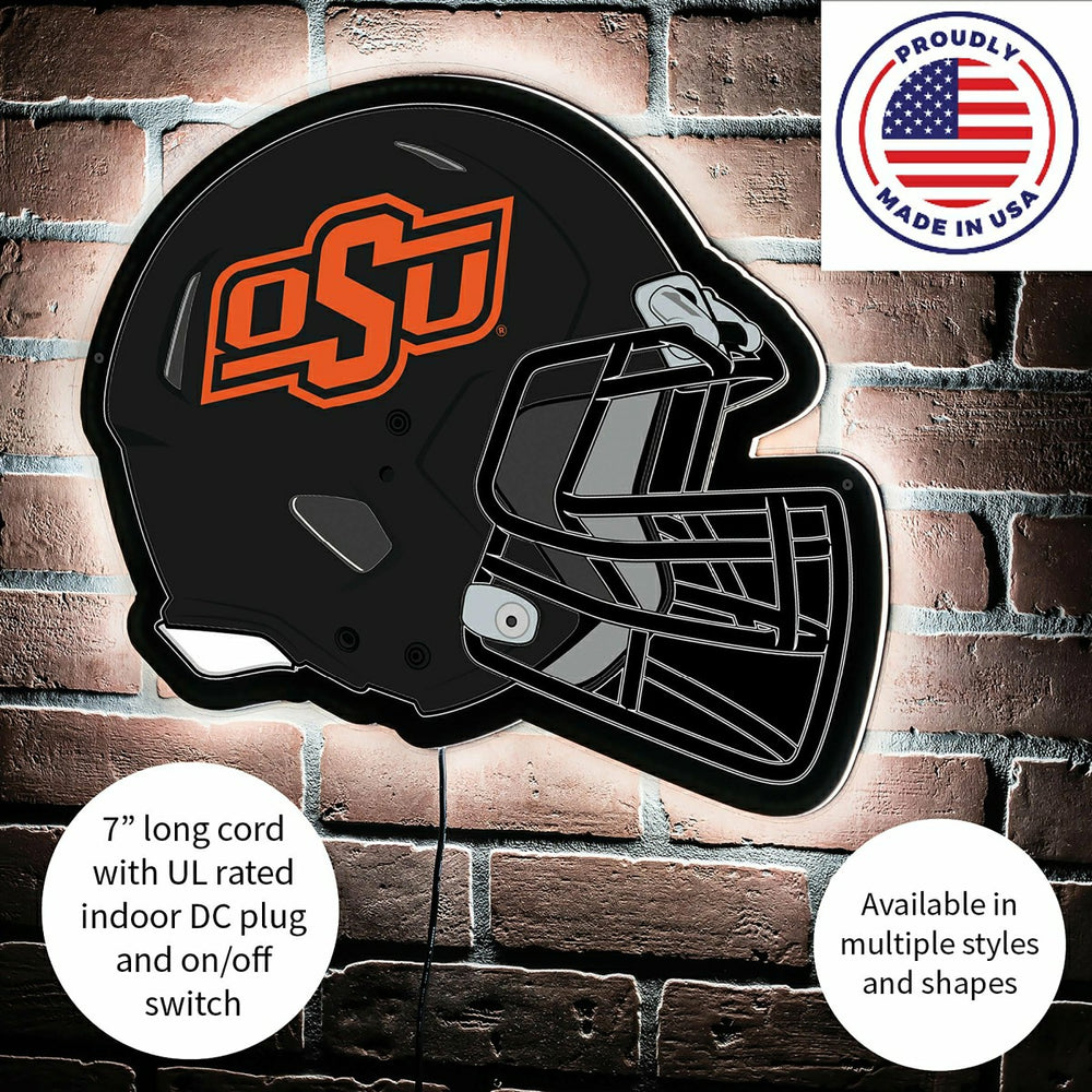 LED Wall Decor, Helmet, Oklahoma State University - Collegiate Home