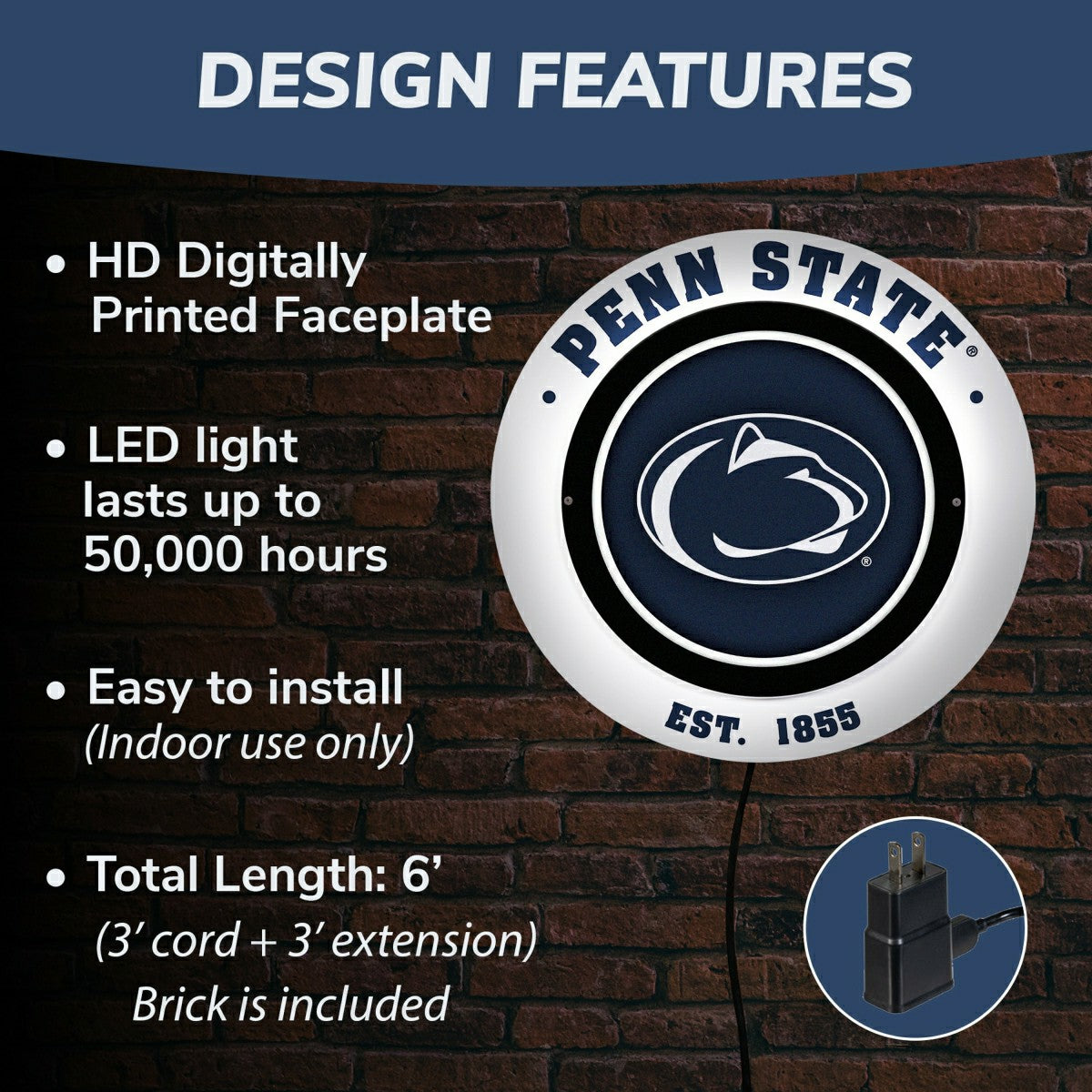 Penn State, Metal Lite, Round - Collegiate