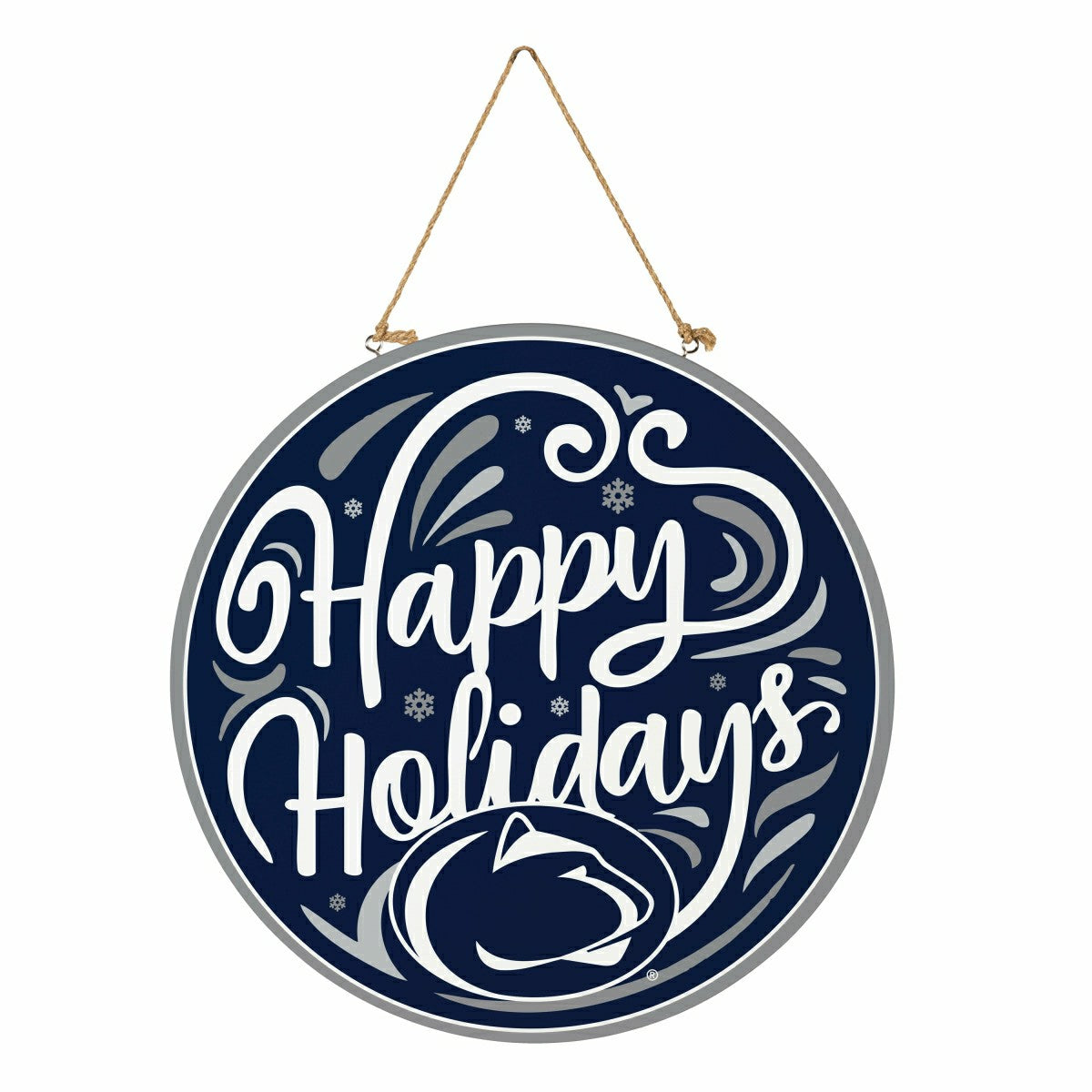 Penn State Holiday Round Door Décor with Hanging Rope, 18x18 - Collegiate Home