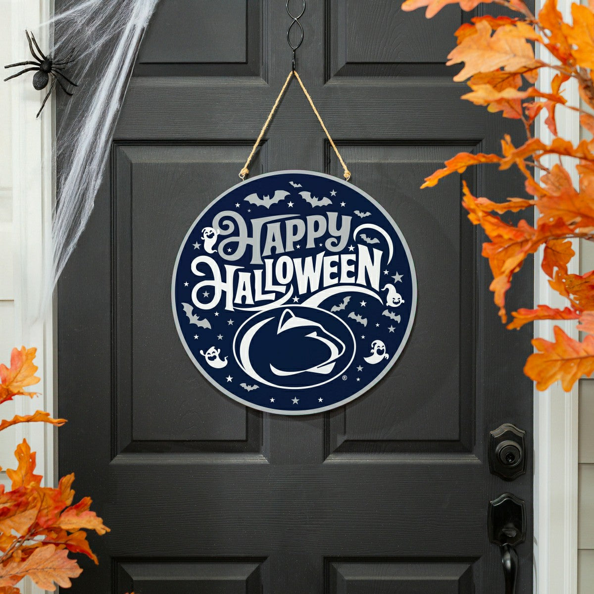 Penn State Halloween Round Door Décor with Hanging Rope, 18x18 - Collegiate Home