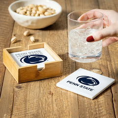 Penn State Ceramic Coasters Set, 4pcs with Wood Caddy - Collegiate Home