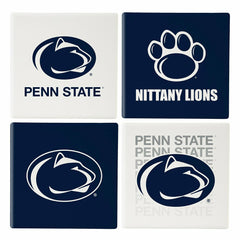 Penn State Ceramic Coasters Set, 4pcs with Wood Caddy - Collegiate Home