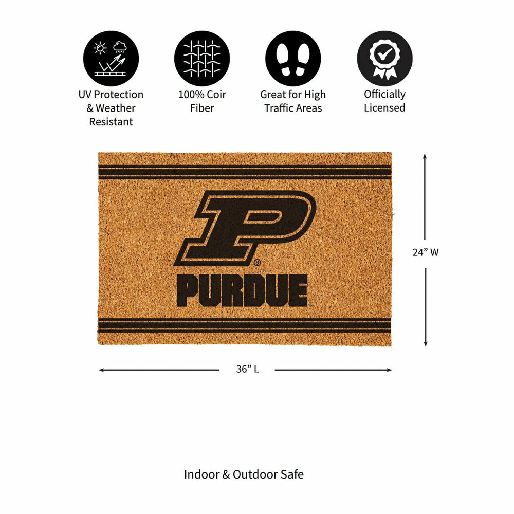 Purdue University Large One Color Coir Mat, 36"x24" - Collegiate