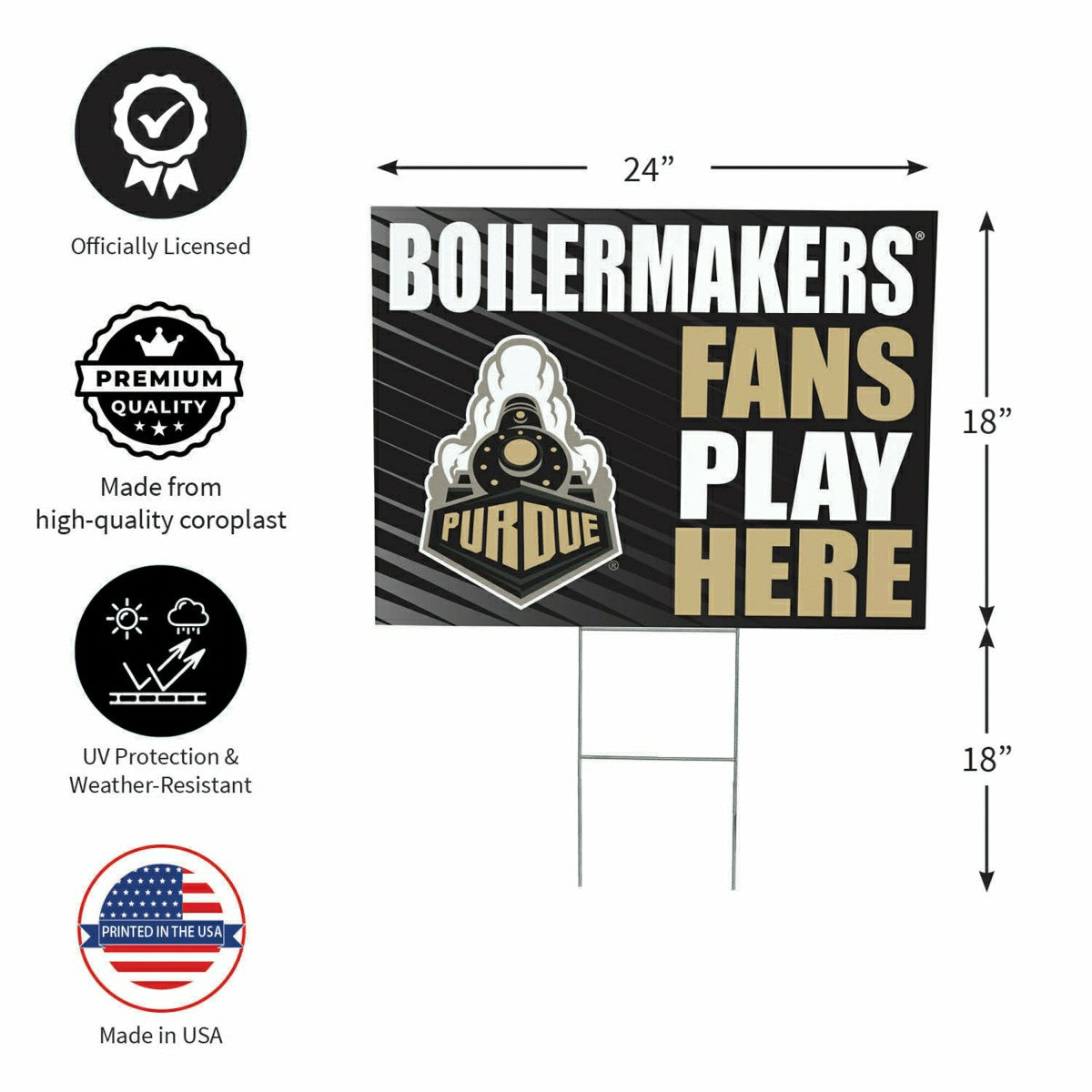 Purdue University Coroplast Yard Sign "Fans Play Here" - Collegiate Home