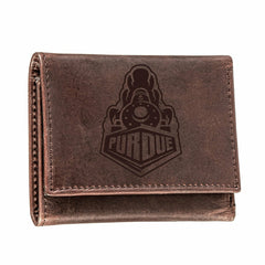 Purdue University, Tri-Fold Wallet, Brown, CH, 100% Genuine Leather - Collegiate Home