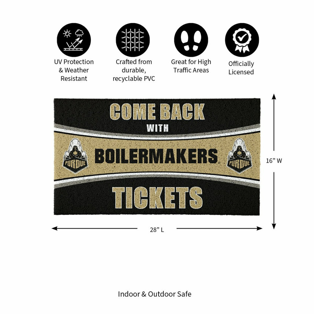 28" x 16" PVC Trapper Mat, Come Back with Tickets, Purdue University - Collegiate