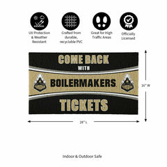 28" x 16" PVC Trapper Mat, Come Back with Tickets, Purdue University - Collegiate