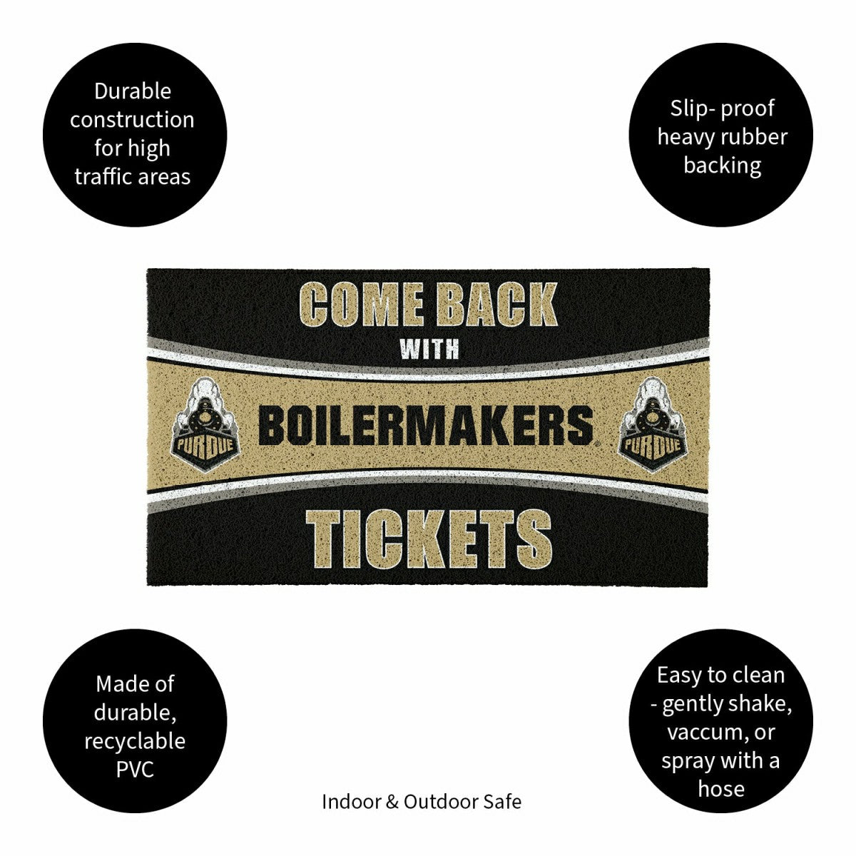 28" x 16" PVC Trapper Mat, Come Back with Tickets, Purdue University - Collegiate