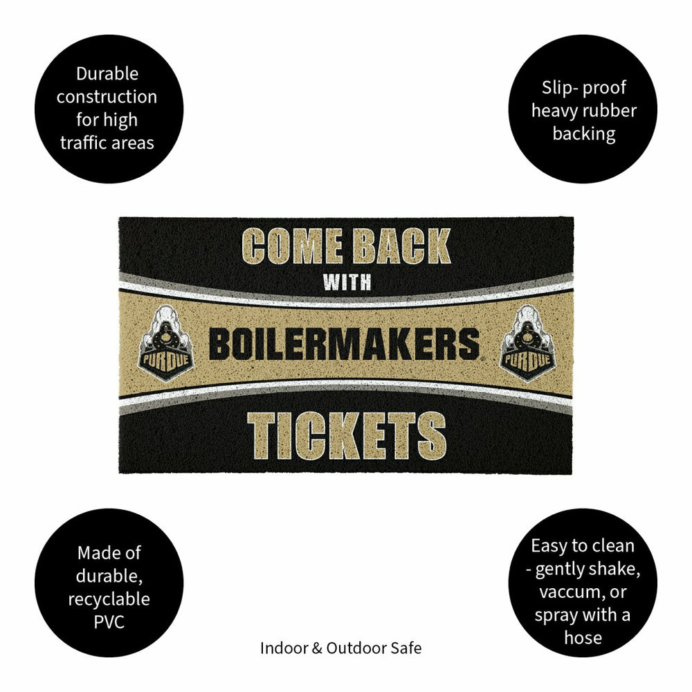 28" x 16" PVC Trapper Mat, Come Back with Tickets, Purdue University - Collegiate