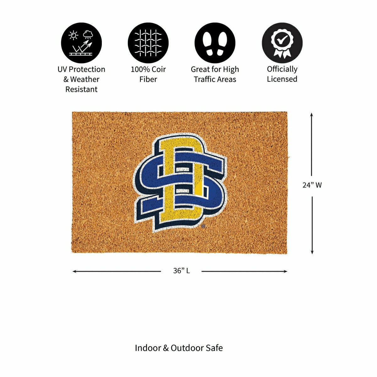 South Dakota State University Large Full Color Coir Mat, 36"x24" - Collegiate