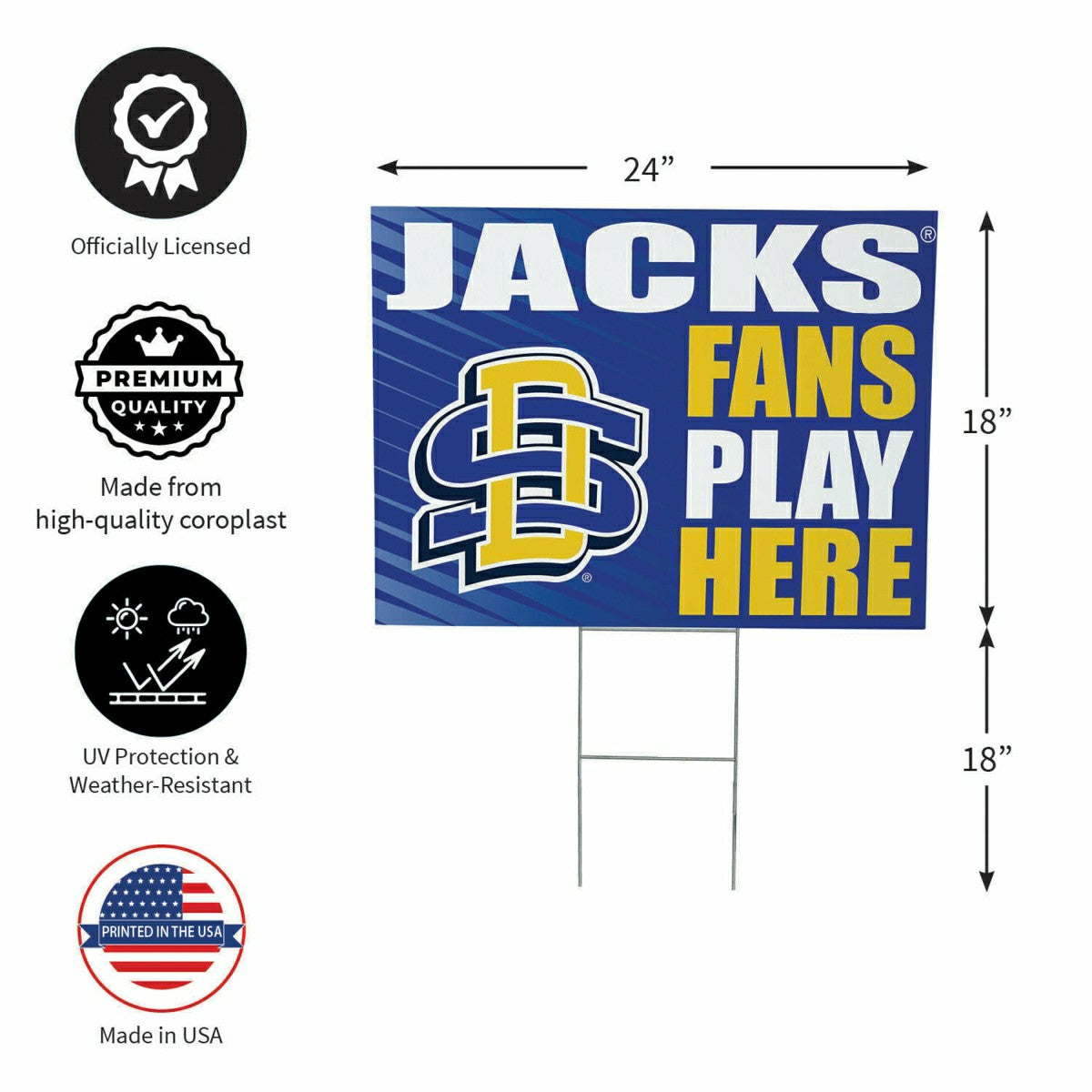 South Dakota State University Coroplast Yard Sign "Fans Play Here" - Collegiate Home