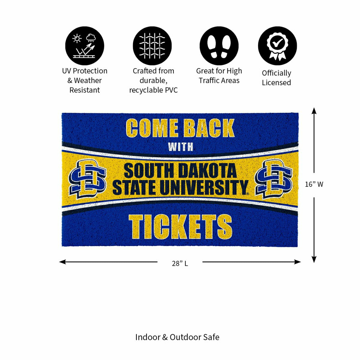 28" x 16" PVC Trapper Mat, Come Back with Tickets, South Dakota State  - Collegiate
