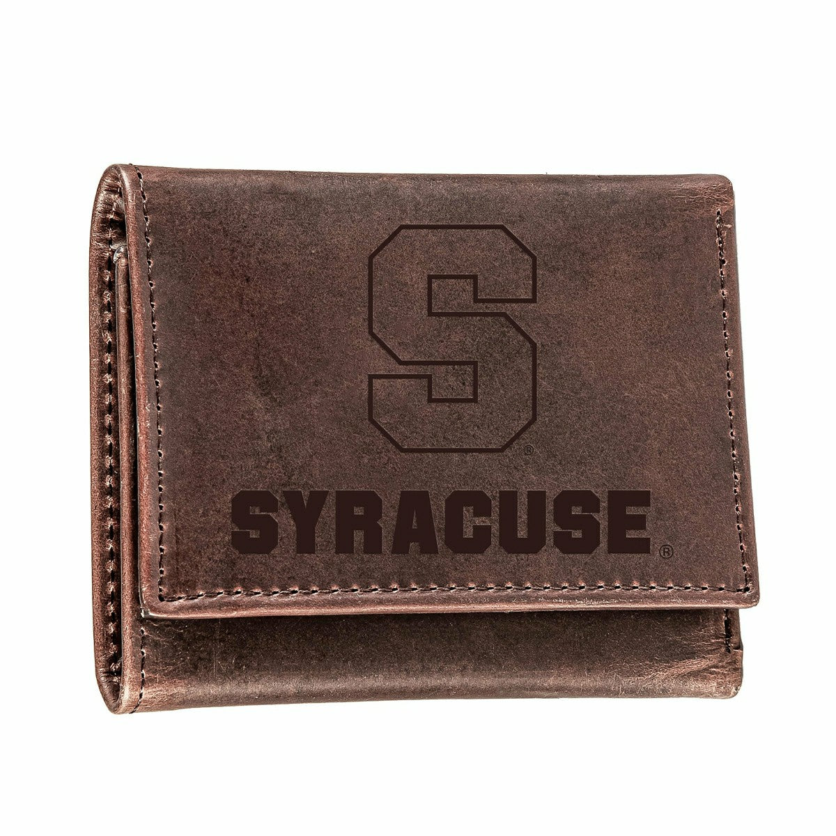 Syracuse, Tri-Fold Wallet, Brown, CH, 100% Genuine Leather - Collegiate Home