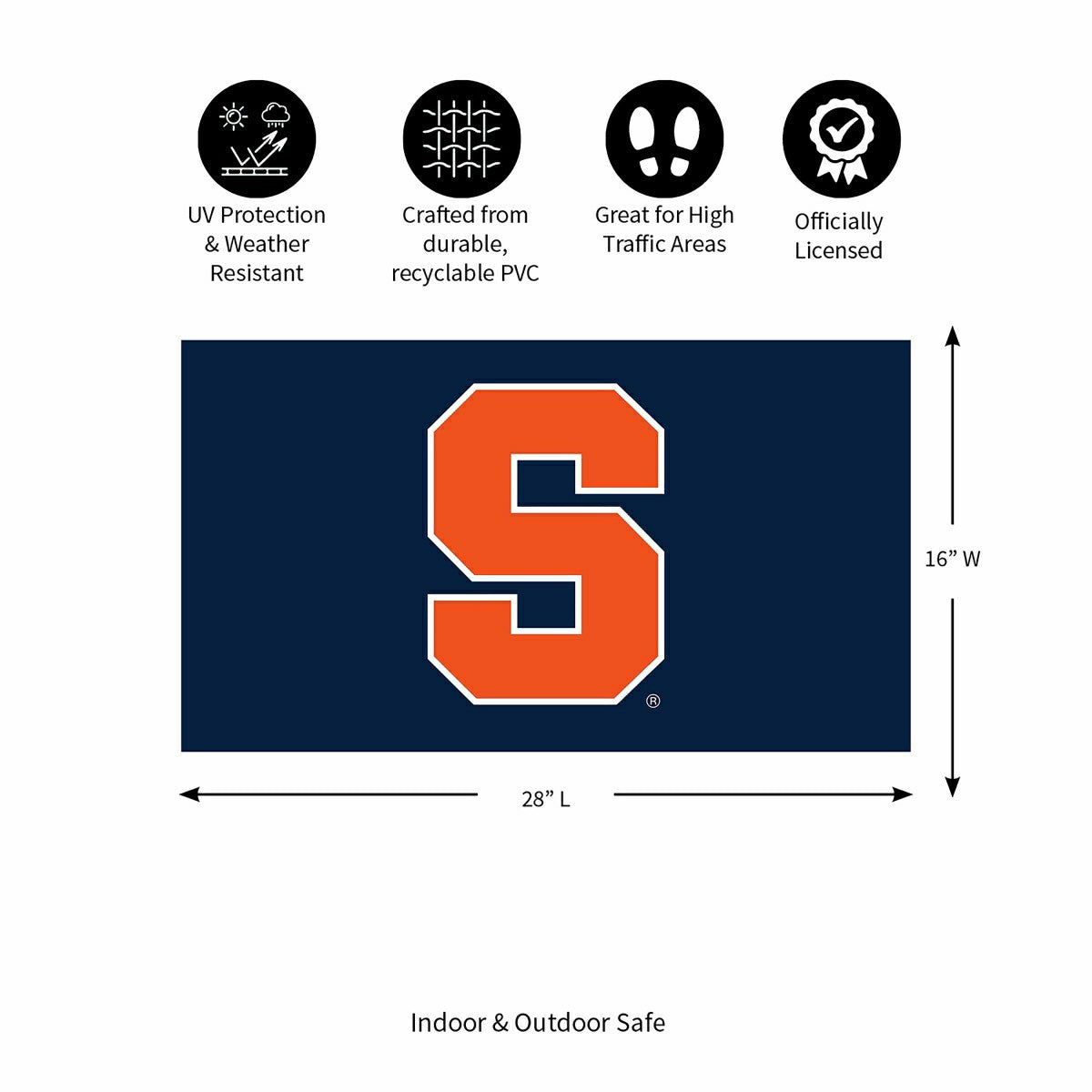 Full Color PVC Mat, 16" x 28", Syracuse University - Collegiate