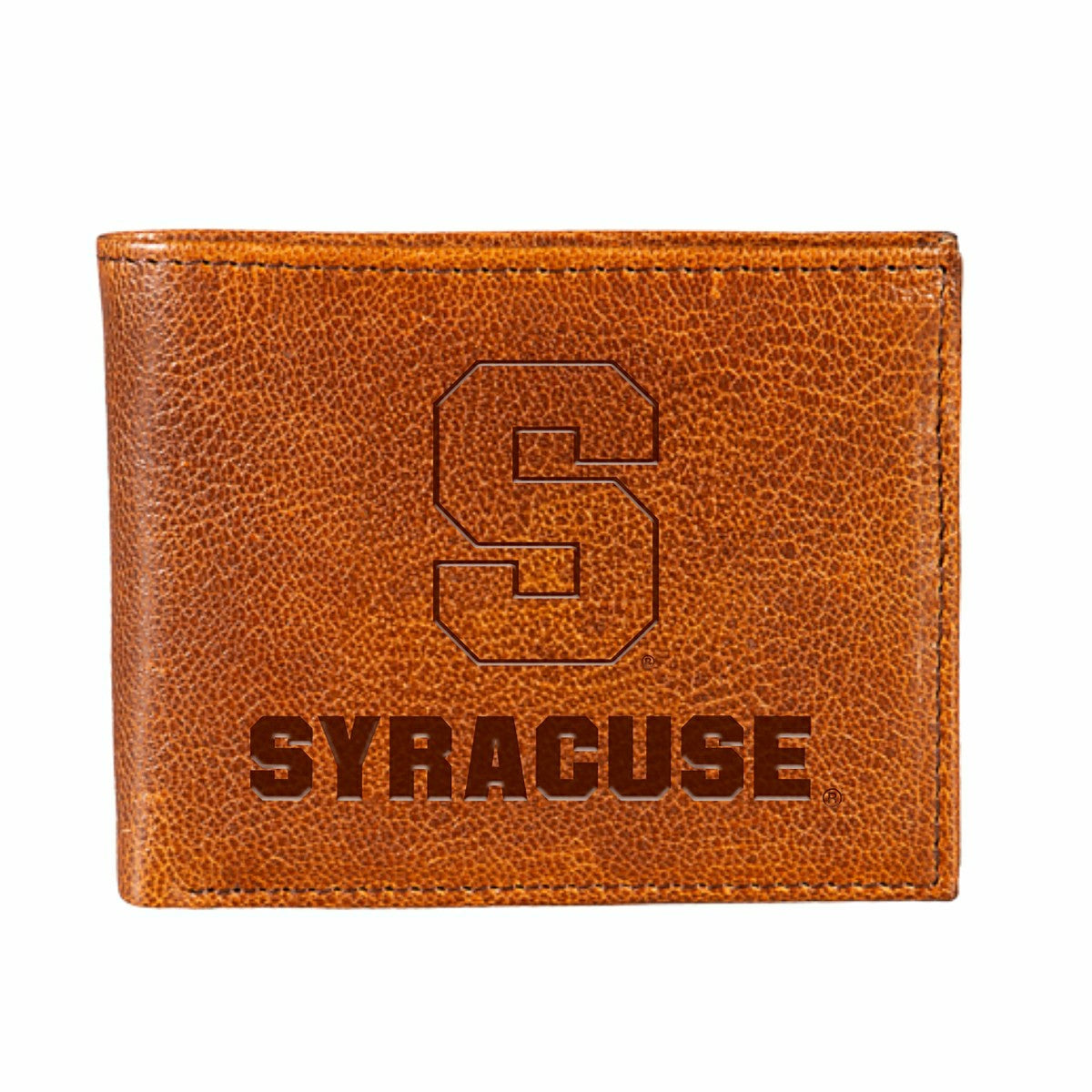 Syracuse University, Embossed 100% Genuine Tumbled Leather Passcase Bi - Collegiate Home