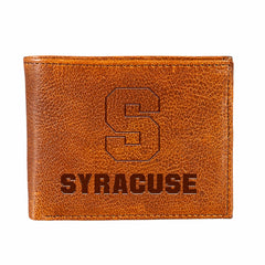 Syracuse University, Embossed 100% Genuine Tumbled Leather Passcase Bi - Collegiate Home