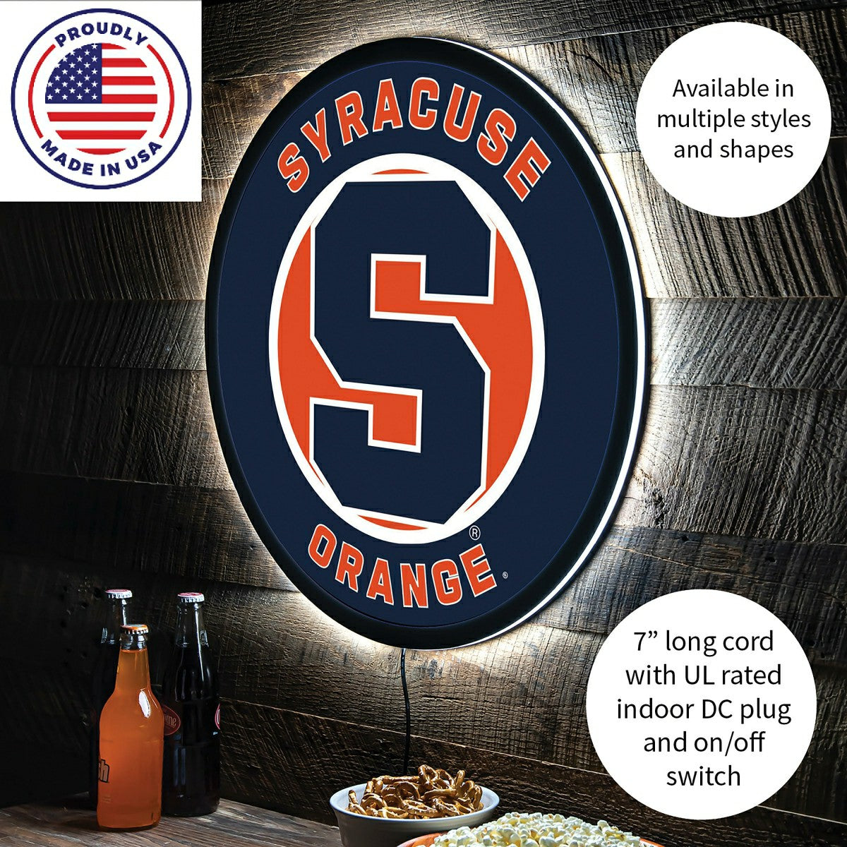 LED Wall Decor, Round, Syracuse University - Collegiate Home