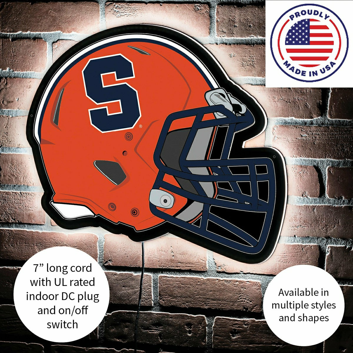 LED Wall Decor, Helmet, Syracuse University - Collegiate Home